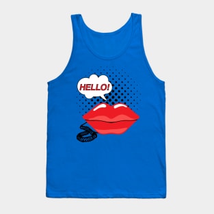 Retro Red Lips Telephone Pop Art Tank Top